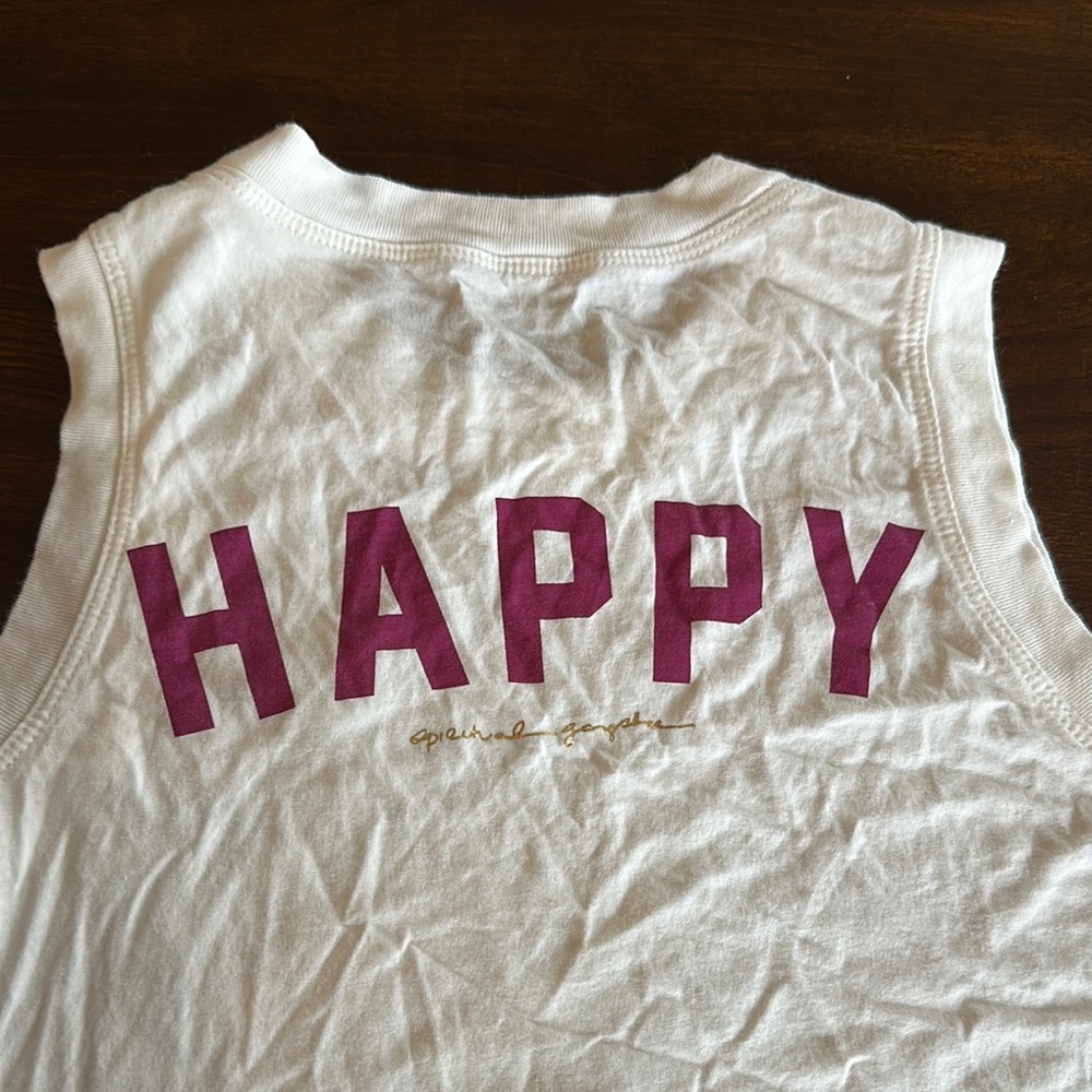 Spiritual Gangster Happy Box Crop Tank Top White XS